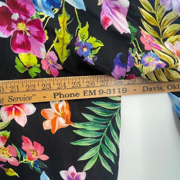 Johnny Was Black Floral Aruba Maeve Button Down Tunic Top Blouse Size 2X - Picture 7 of 8